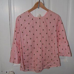 Pink and white stripe summer top NWOT
